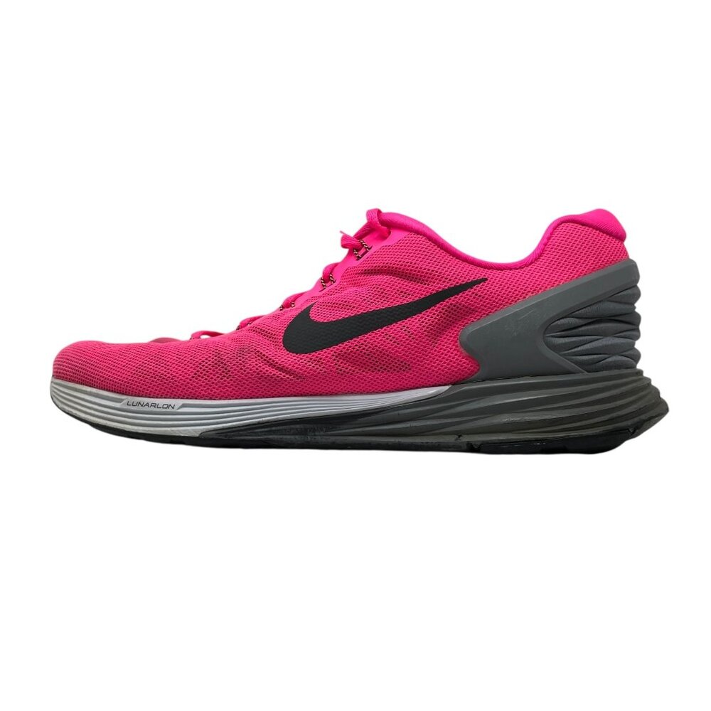 Nike Womens 11 Lunarlon Running Shoes Hot Pink Breathable Mesh Athletic Sneakers - Picture 9 of 16